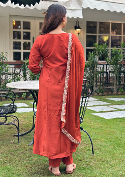 Silk Blend Premium rust-orange suit set (VC9730)