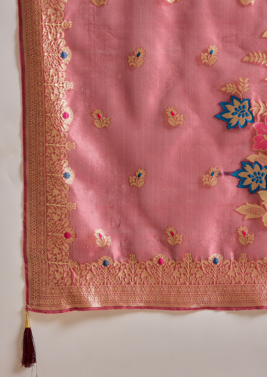 Embroidered Silk Blend Organza Meenakari Straight Suits With Dupatta (VC9738)