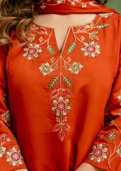 Slik Blend Women Anarkali Kurta and Pant Dupatta Sets (VC9713)