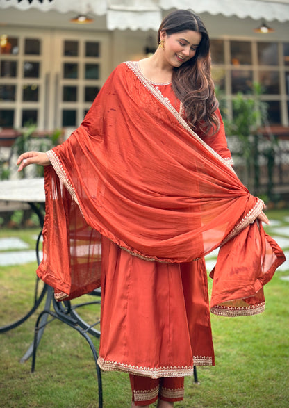 Silk Blend Premium rust-orange suit set (VC9730)