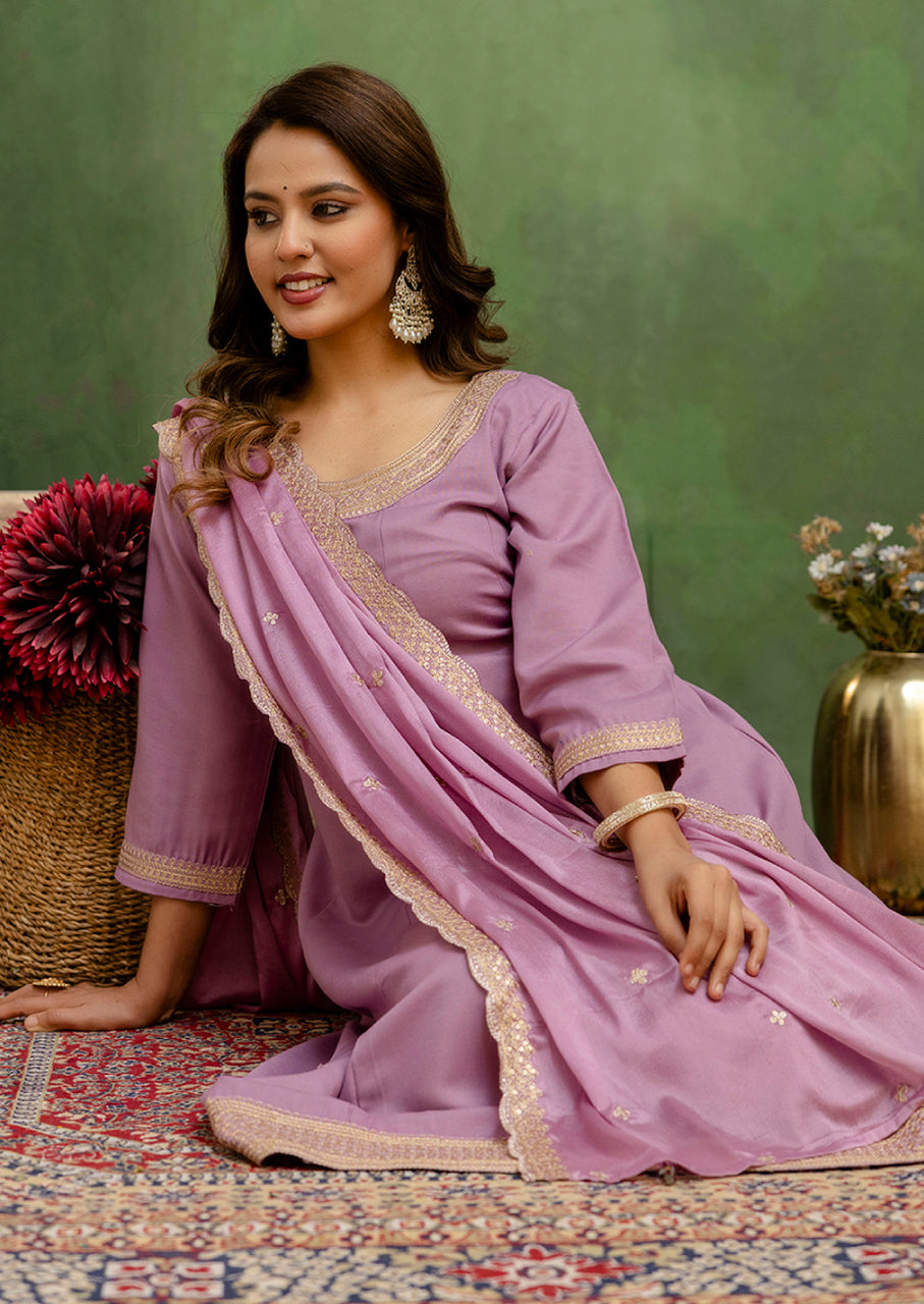Women Anarkali Kurta and Pant Dupatta Sets (VC9712)