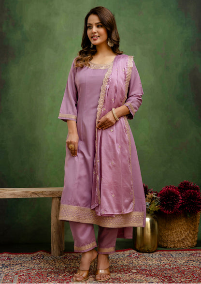 Lalita Lemon Stylish Anarkali Kurta Set (VV-9712-LAVENDER)