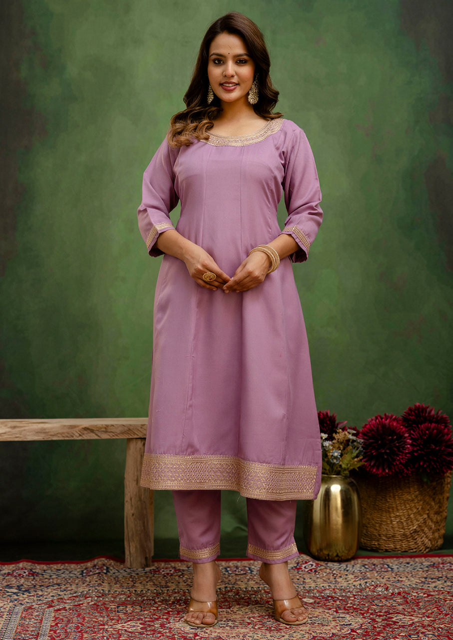 Lalita Lemon Stylish Anarkali Kurta Set (VV-9712-LAVENDER)
