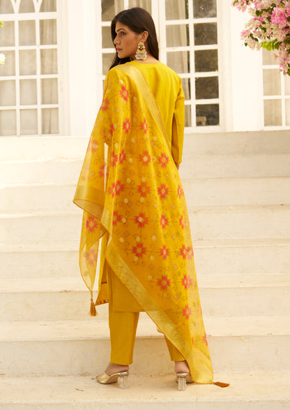 Akshara Yellow Silk Blend Kurta Set (VV-9720)