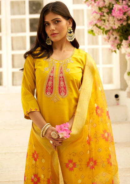 Akshara Yellow Silk Blend Kurta Set (VV-9720)