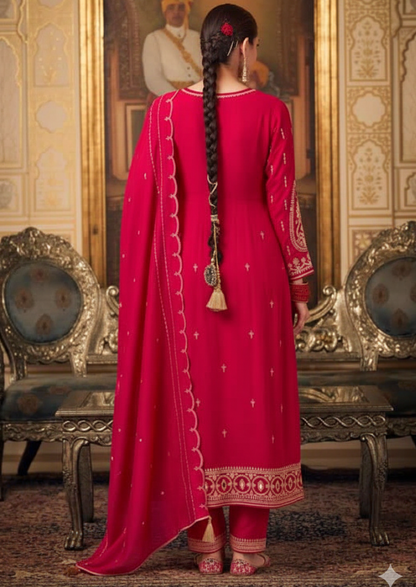 Red Georgette Embroidered Suit Set (VC003)