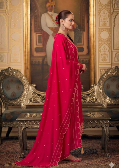 Red Georgette Embroidered Suit Set (VC003)